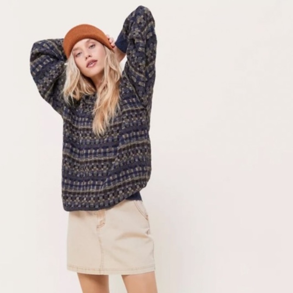 Urban Outfitters Vintage Grandpa Chunky Pattern Sweater Cosby L Shaker Knit